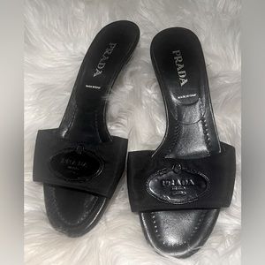 🔥Vintage Prada black heeled mules size Eu 37 1/2, womens US 7